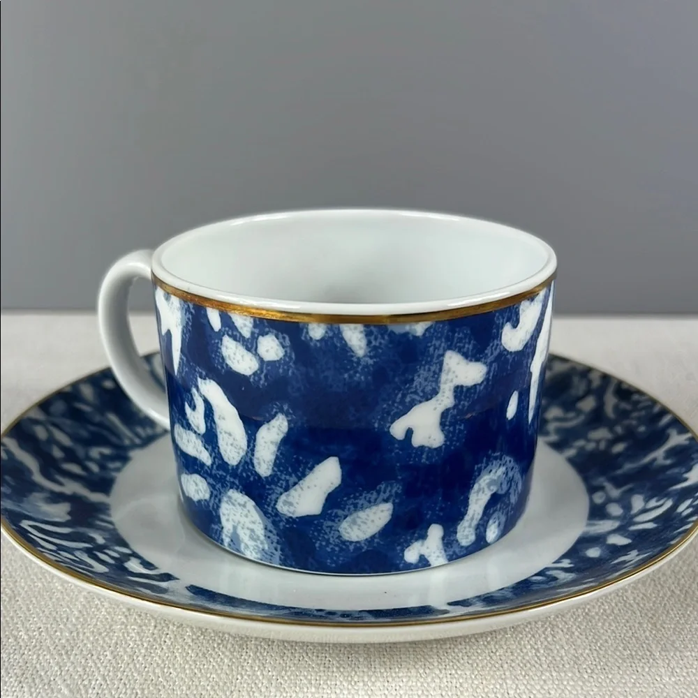 Ralph Lauren Blue and White Teacup and Saucer Set ROUND HILL Portugal